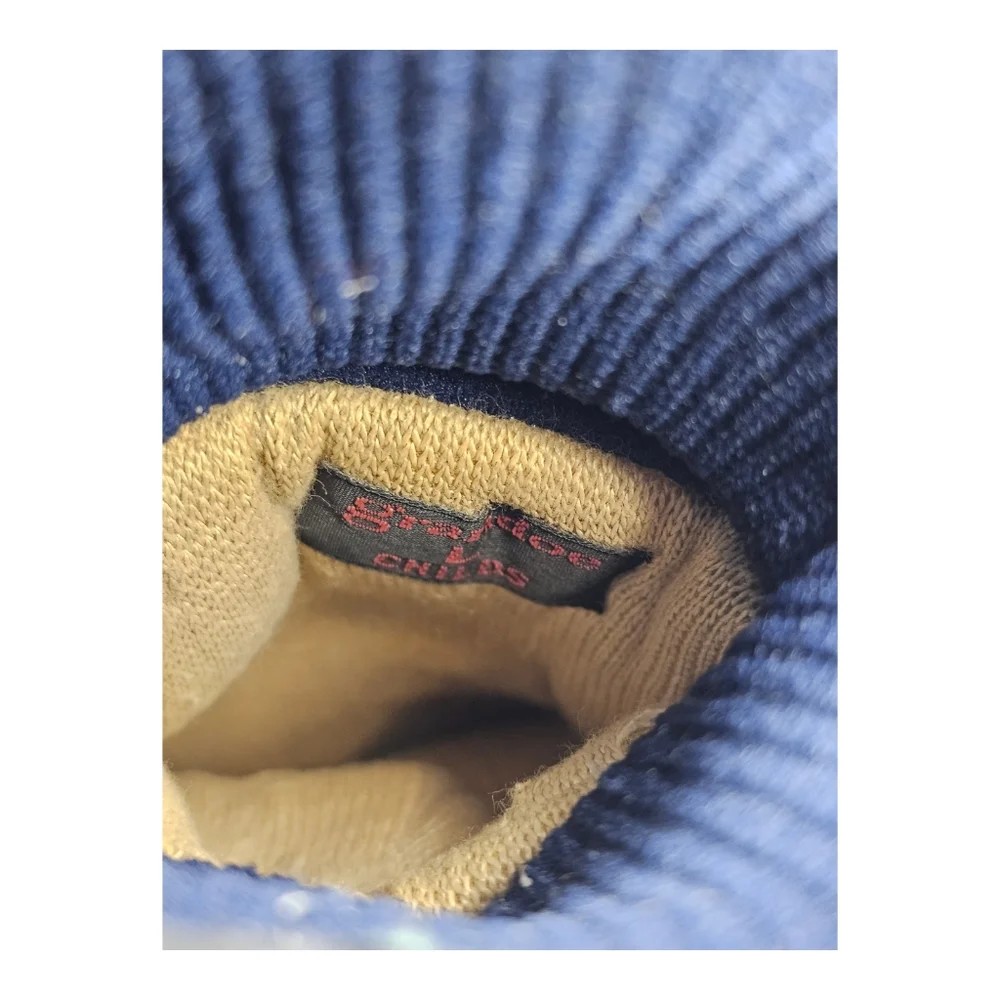 Vintage GRANDOE Kids Large Leather Suede Mittens Gloves Blue‎